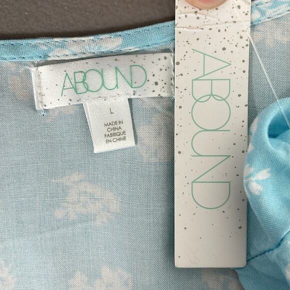 Abound Dress Womens Large Blue Floral NWT Short Sleeve Buttons A-Line - Picture 11 of 16